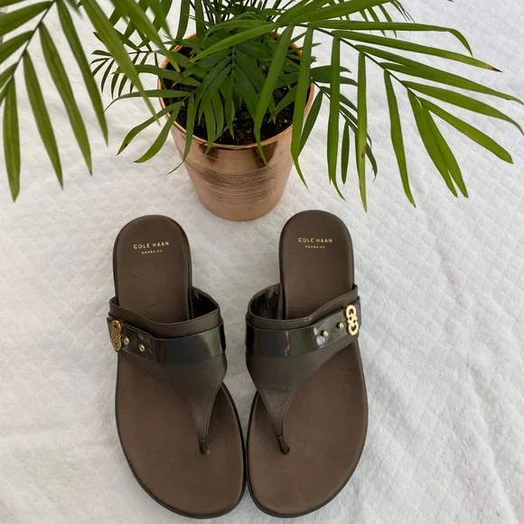 NWT COLE HAAN Brown Woman Thong Sandal size 8B - Picture 7 of 9
